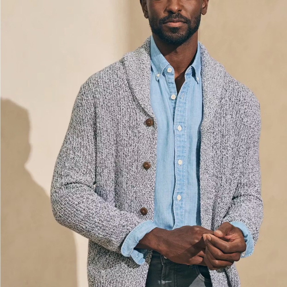 Faherty Charcoal Knit Cardigan for Men - Picture 3 of 7